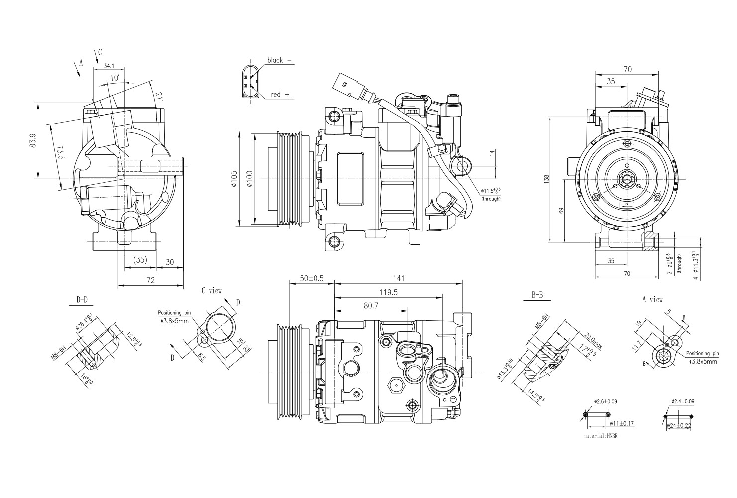 Hella Compressor, airconditioning 8FK 366 201-091