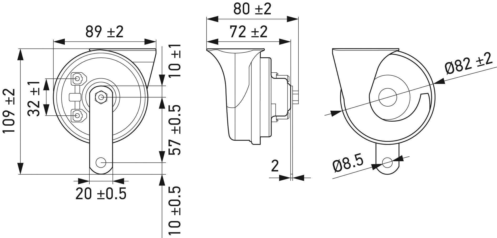 Hella Meertonige luchthoorn 3FH 007 424-811