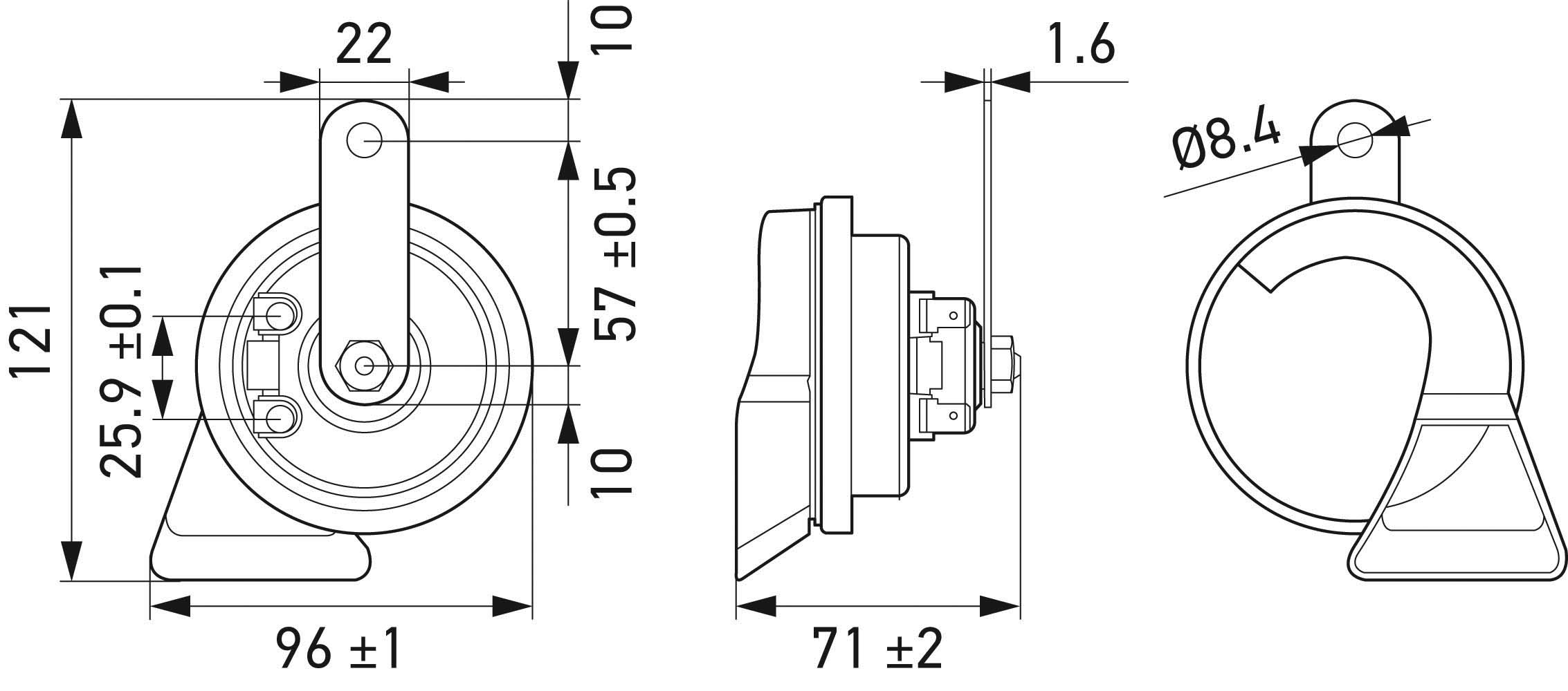 Hella Meertonige luchthoorn 3FH 007 728-831