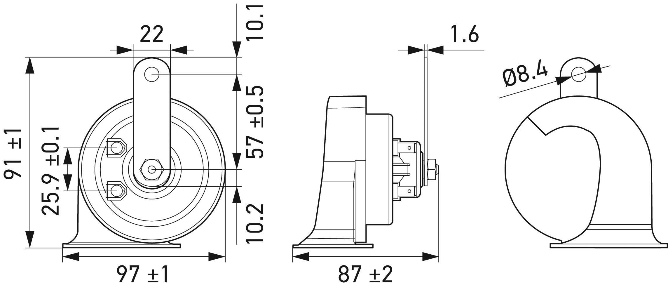 Hella Meertonige luchthoorn 3FH 007 728-981