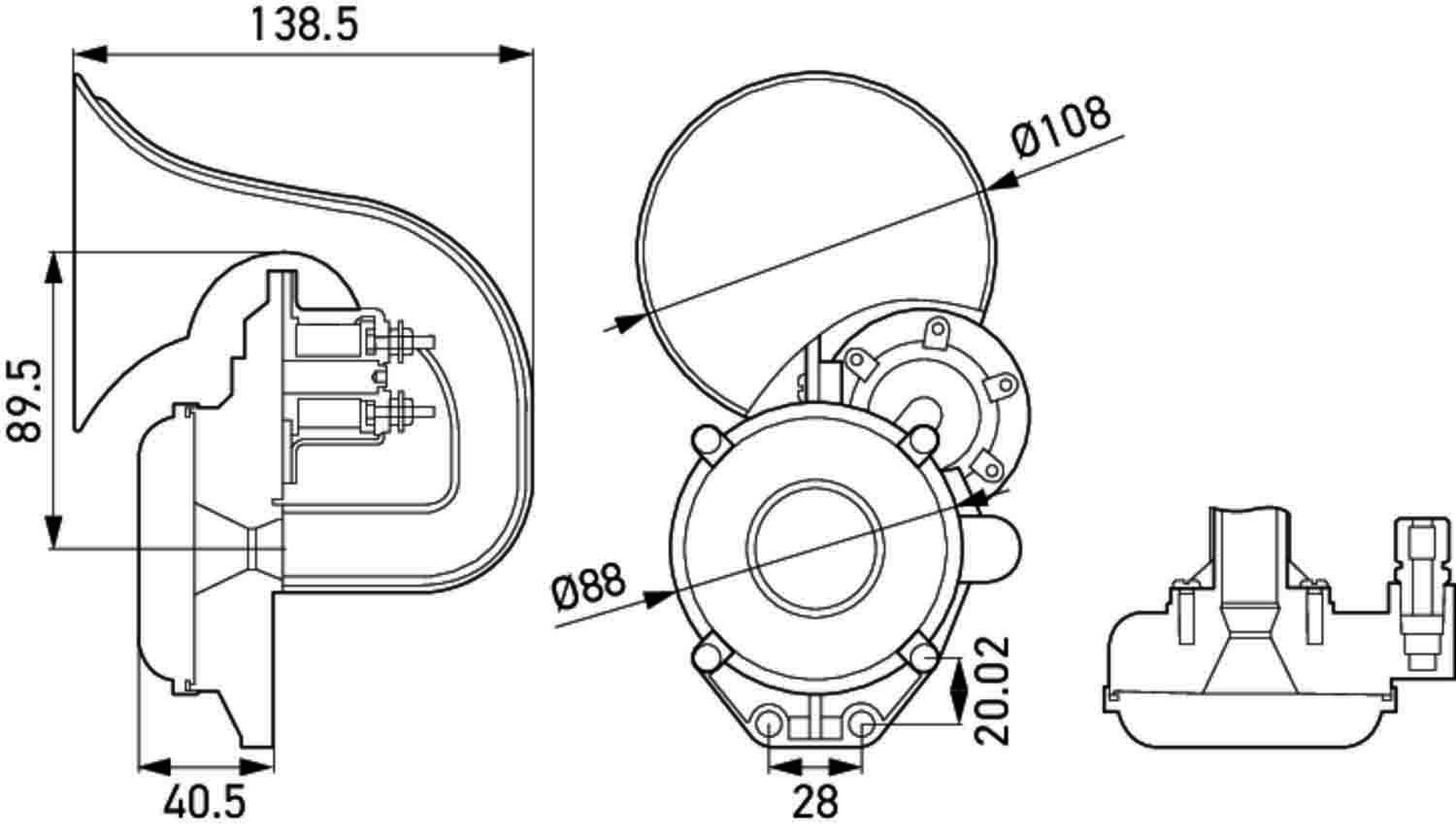 Hella Meertonige luchthoorn 3PA 013 410-041