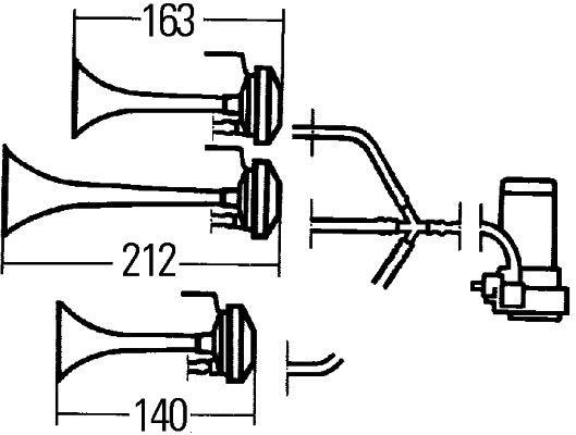 Hella Meertonige luchthoorn 3PD 003 001-671