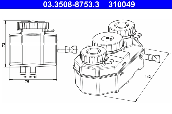 Remvloeistofreservoir ATE 03.3508-8753.3