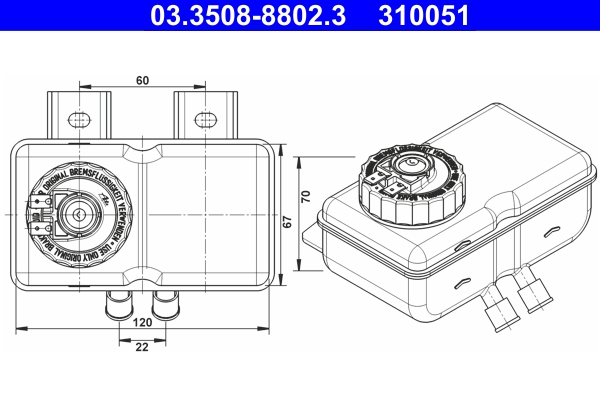 Remvloeistofreservoir ATE 03.3508-8802.3