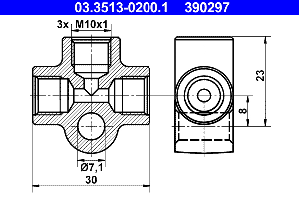 Verbindings- / verdelerelement, pijpleidingen ATE 03.3513-0200.1