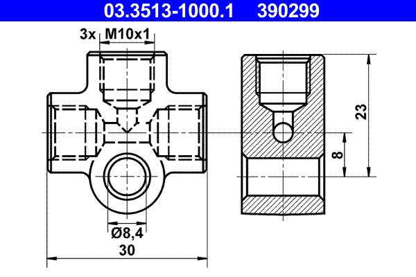 Verbindings- / verdelerelement, pijpleidingen ATE 03.3513-1000.1