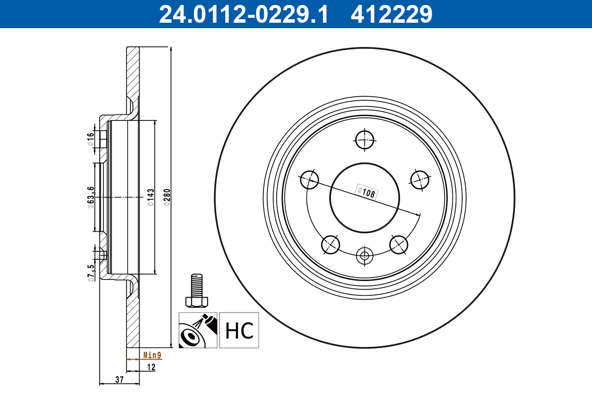 ATE Remschijf 24.0112-0229.1