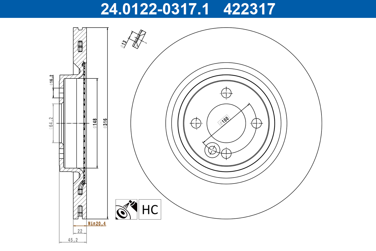 ATE Remschijf 24.0122-0317.1