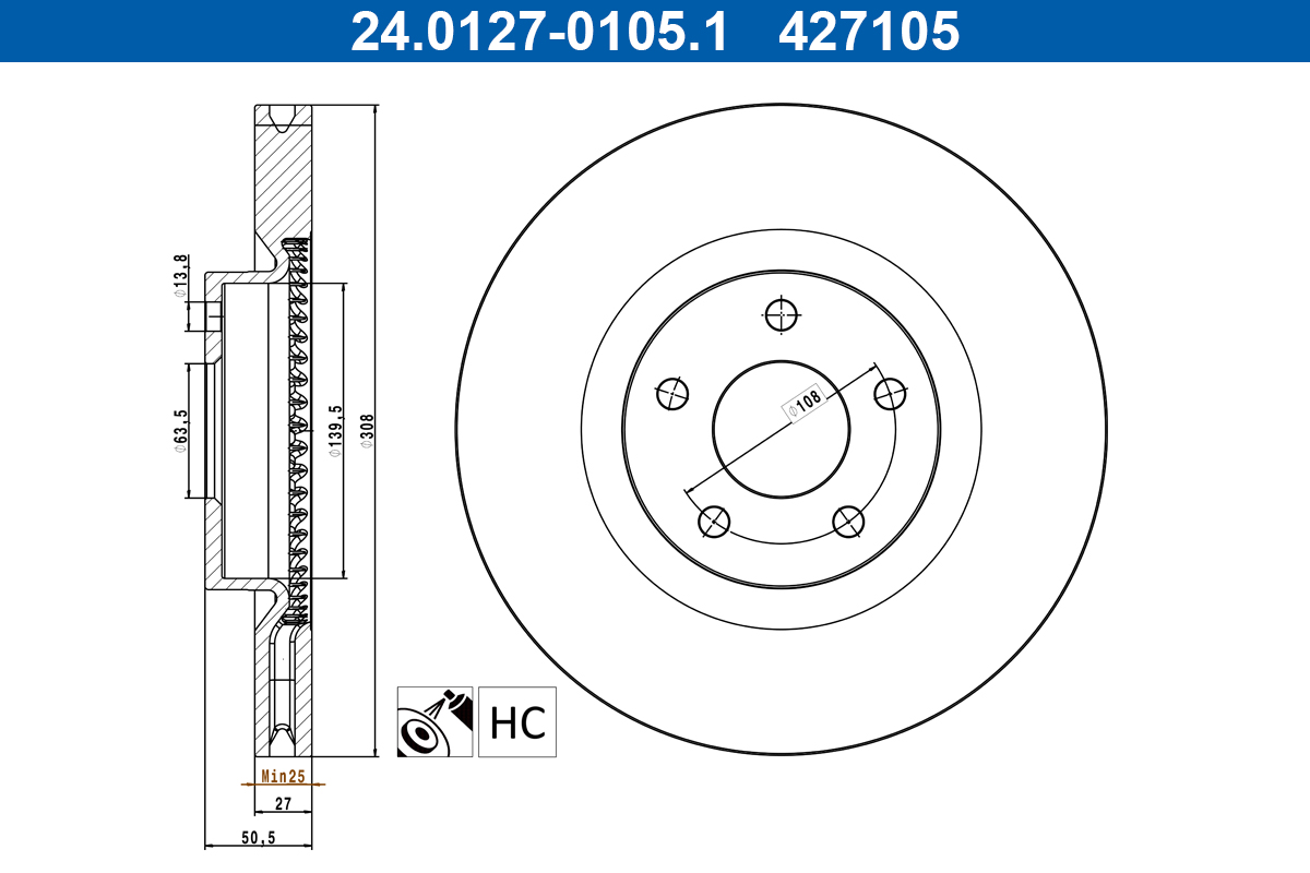 ATE Remschijf 24.0127-0105.1