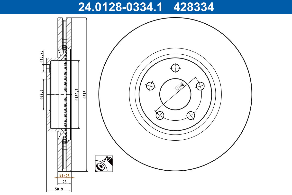 ATE Remschijf 24.0128-0334.1