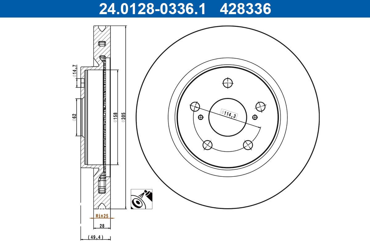 Remschijf ATE 24.0128-0336.1