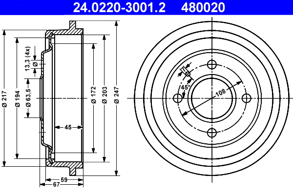 Remtrommel ATE 24.0220-3001.2