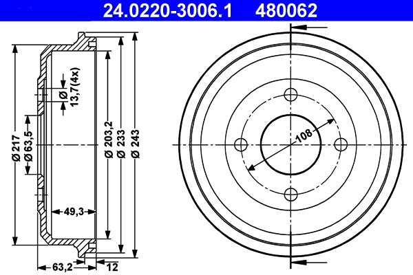 Remtrommel ATE 24.0220-3006.1