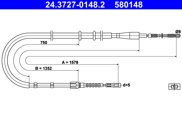 Handremkabel ATE 24.3727-0148.2