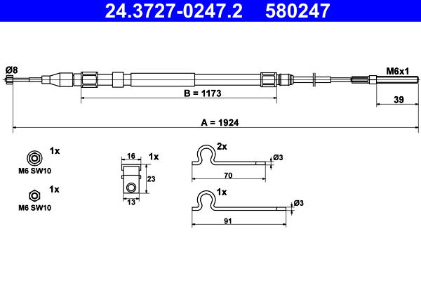 Handremkabel ATE 24.3727-0247.2