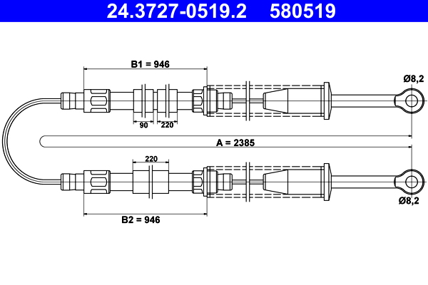 Handremkabel ATE 24.3727-0519.2