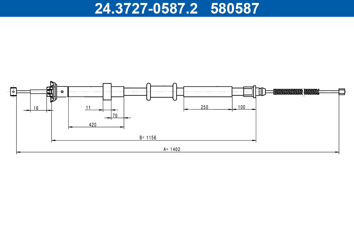 ATE Trekkabel, parkeerrem 24.3727-0587.2