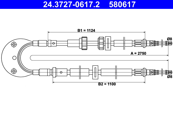 Handremkabel ATE 24.3727-0617.2