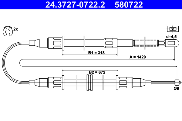 Handremkabel ATE 24.3727-0722.2