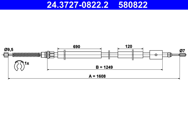 Handremkabel ATE 24.3727-0822.2