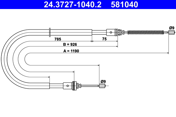 Handremkabel ATE 24.3727-1040.2