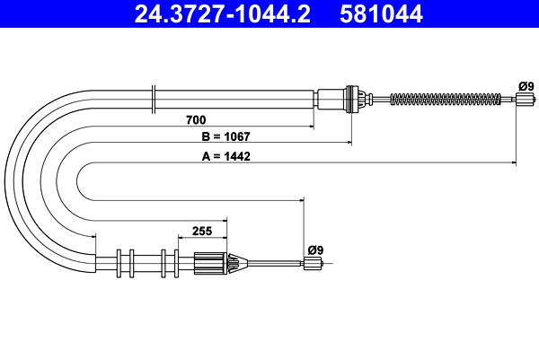 Handremkabel ATE 24.3727-1044.2