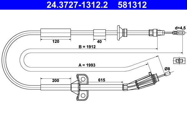 Handremkabel ATE 24.3727-1312.2