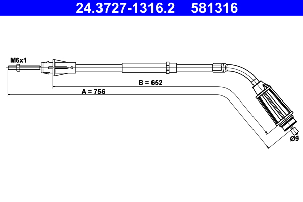 Handremkabel ATE 24.3727-1316.2