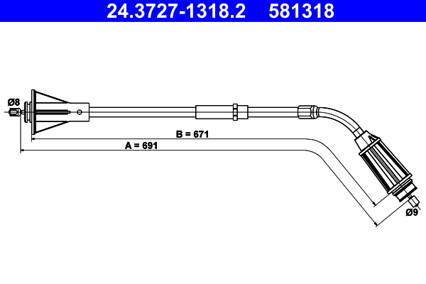 Handremkabel ATE 24.3727-1318.2