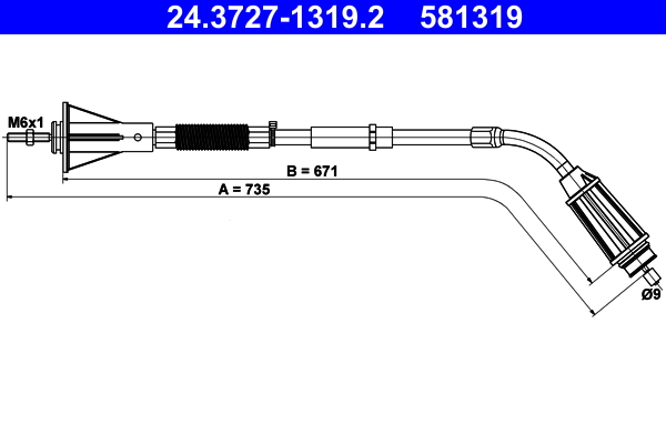 Handremkabel ATE 24.3727-1319.2