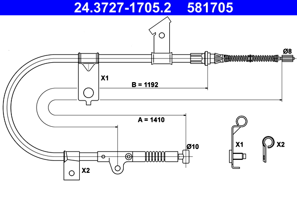 Handremkabel ATE 24.3727-1705.2