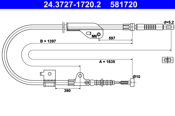 Handremkabel ATE 24.3727-1720.2