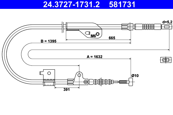 Handremkabel ATE 24.3727-1731.2