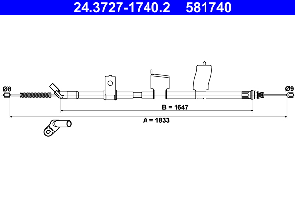 Handremkabel ATE 24.3727-1740.2