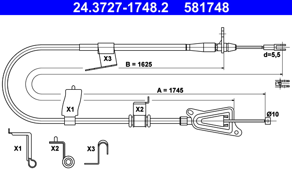 Handremkabel ATE 24.3727-1748.2