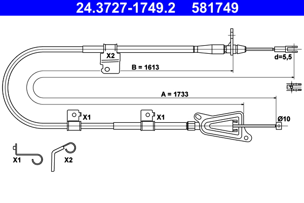 Handremkabel ATE 24.3727-1749.2