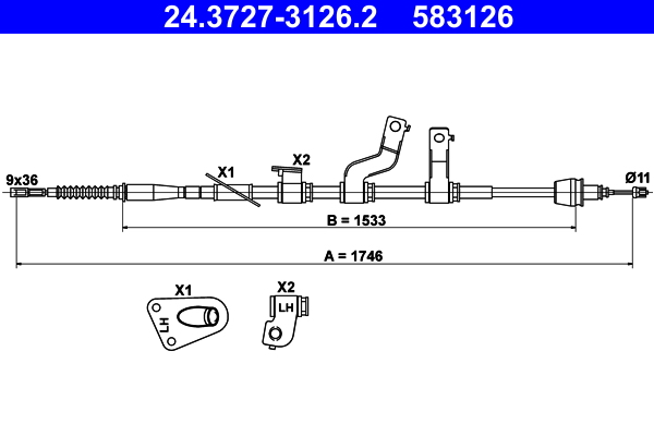 Handremkabel ATE 24.3727-3126.2