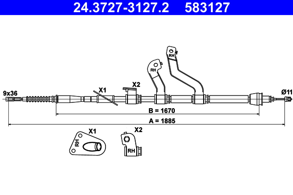 Handremkabel ATE 24.3727-3127.2