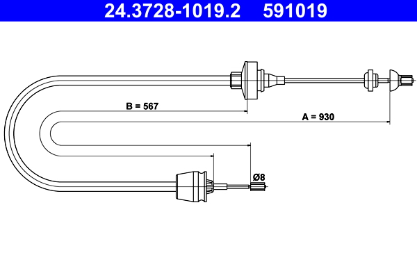 Koppelingskabel ATE 24.3728-1019.2