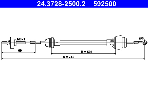 Koppelingskabel ATE 24.3728-2500.2