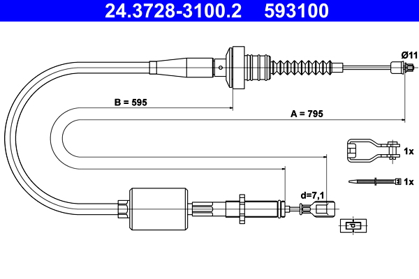 Koppelingskabel ATE 24.3728-3100.2