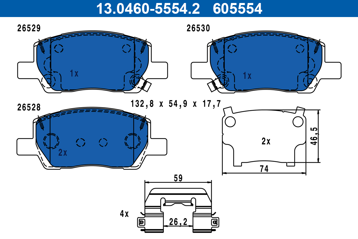 ATE Remblokkenset, schijfrem 13.0460-5554.2