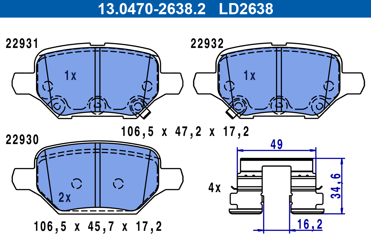 ATE Remblokkenset, schijfrem 13.0470-2638.2