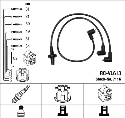 Bougiekabelset NGK 7116