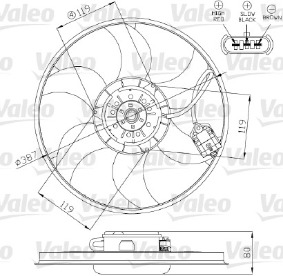 Ventilatorwiel-motorkoeling Valeo 696280