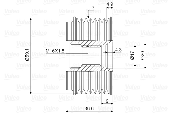 Valeo Vrijloop koppeling dynamo 588070