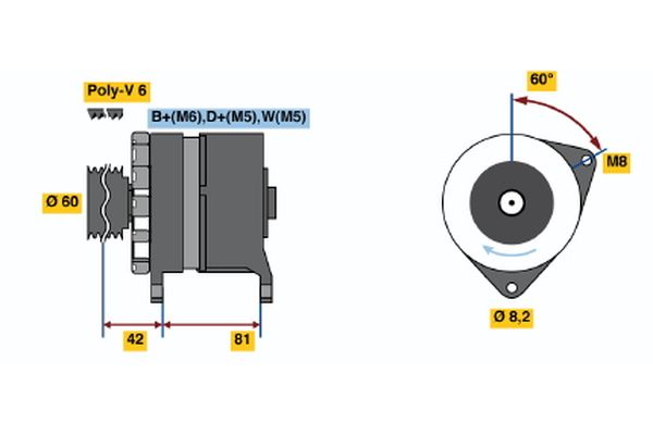 Alternator/Dynamo Bosch 0 986 036 160