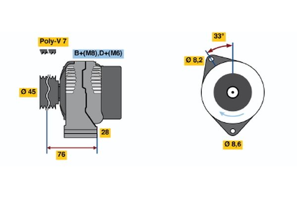 Alternator/Dynamo Bosch 0 123 214 002