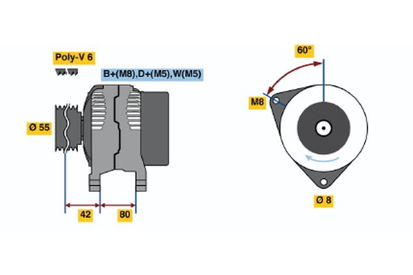Alternator/Dynamo Bosch 0 986 038 650