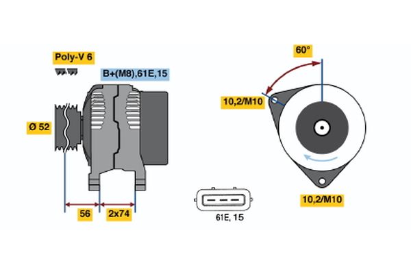 Alternator/Dynamo Bosch 0 986 041 080